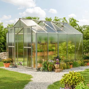 Tuinkas 2,59x3,22m polycarbonaat aluminium natuur waterdicht