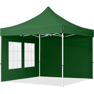 Easy up Partytent 3x3m Hoogwaardig polyester 700 donkergroen Feesttent Vouwtent