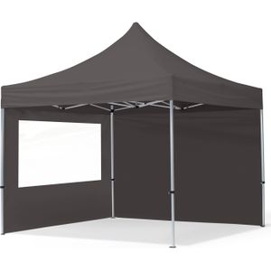 Easy up Partytent 3x3m Hoogwaardig polyester 700 donkergrijs Feesttent Vouwtent