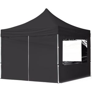 Easy up Partytent 3x3m Hoogwaardig polyester 700 zwart Feesttent Vouwtent