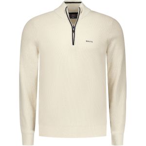 NZA - Ecru - Gebreide Trui - Half Zip Kraag - Lange Mouwen