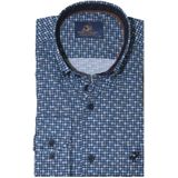 Eden Valley - Lange mouw overhemd - Heren - M - Blauw - Katoen - 515026 Regular fit