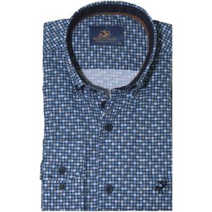Eden Valley - Lange mouw overhemd - Heren - M - Blauw - Katoen - 515026 Regular fit