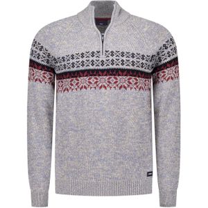 NZA - Ecru - Katoenen Half Zip Trui - Regular Fit