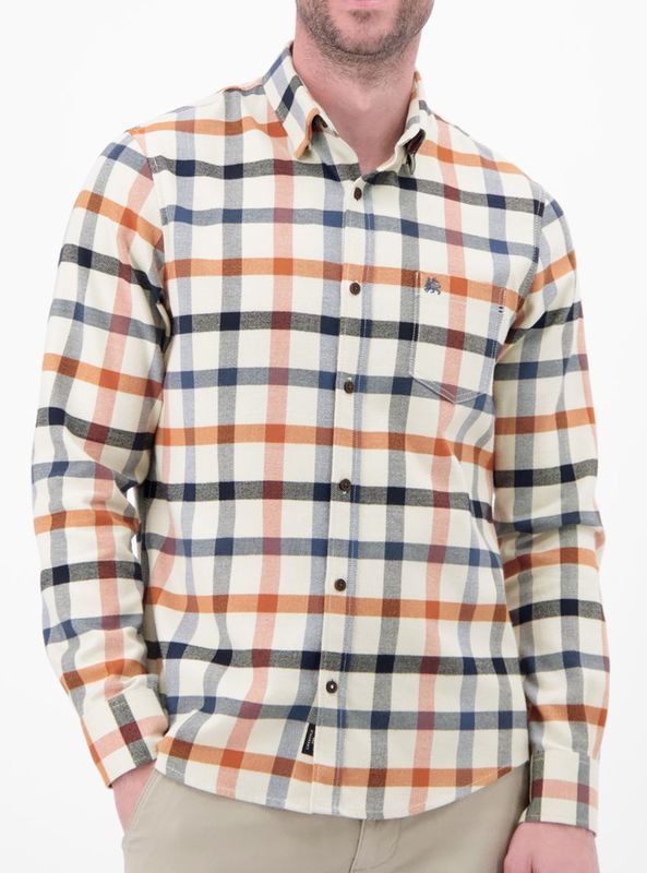 Lerros - Flanellen Overhemd - Broken White - Ruit