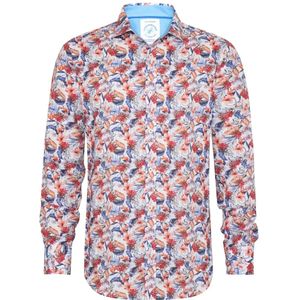 A Fish Named Fred - Overhemd - Gebloemd - Modern Fit - 70% Katoen/30% Linnen