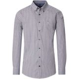 CASA MODA Sport casual fit overhemd, popeline, wit met blauw en rood dessin