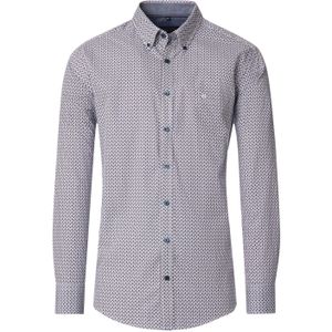 CASA MODA Sport casual fit overhemd, popeline, wit met blauw en rood dessin