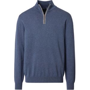Casa Moda - Halfzip Trui - Blauw - Regular-fit - Katoen