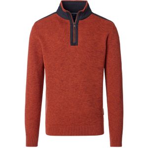 Casa Moda - Half-Zip Sweater - Oranje - Effen - Lange Mouw - 100% Katoen