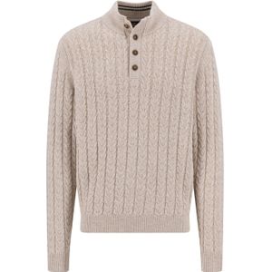 FYNCH-HATTON - Schipperstrui - New offwhite - Gebreide Trui met Knoopsluiting en Kabelpatroon