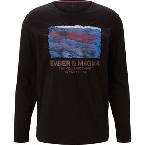 Tom Tailor - T-shirt Lange mouw - Heren Zwart - Katoen - 1029221