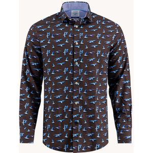 A Fish Named Fred Seagull Overhemd Bruin - 32.016