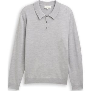 Tom Tailor - 1048790 - Polotrui - Lichtgrijs - Regular Fit - 56% Wol/44% Katoen