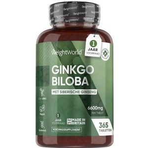 Ginkgo Biloba 6600 mg - 365 tabletten - Met Siberische Ginseng