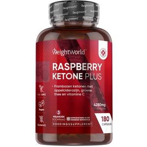 Raspberry Ketone Plus - 3200mg 180 Capsules - Frambozen ketonen met appelciderazijn, groene thee en vitamine C