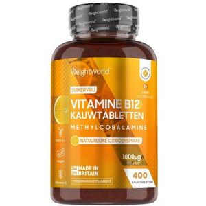 Vitamine B12 Tabletten - 400 vegan tabletten - 1000 mcg - natuurlijke citroensmaak