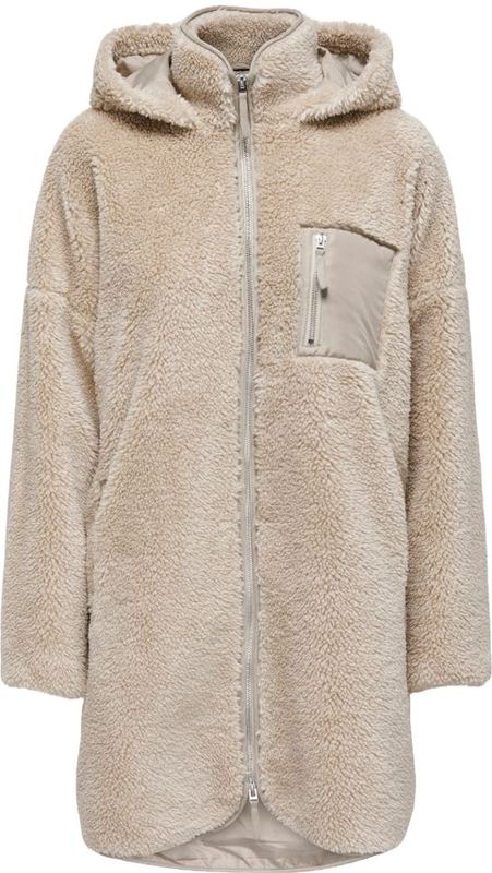 Only - Onlsascha Life - Teddyjas - Beige - Lang - Capuchon
