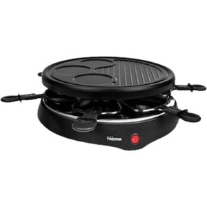 Gourmetstel Tristar RA-2998 - Raclette Gourmet 6 personen - Grillplaat met crêpevorm - Gourmetset rond - Zwart