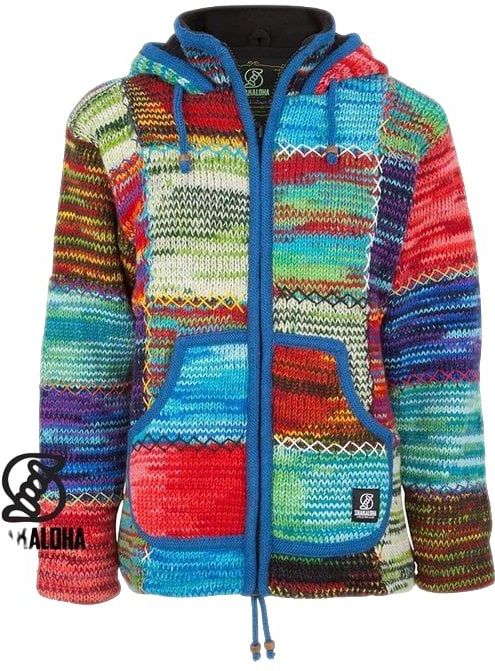 Shakaloha - W Patch NH Vintage - Gebreid Wollen Dames Vest - Multicolor - Met Fleece Voering en Vaste Capuchon