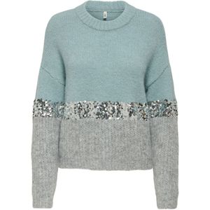 Only - Onlmaine Life Ls Sequin Block - Trui - Arona/sliver Seq