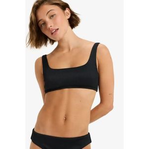 ROXY - Bralette Bikini Top - Zwart - Gerecycled Ribgebreid Stof