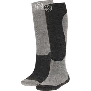 Apollo - Skisokken Unisex - Grijs Design - 2-Paar - Maat 39/42 - Skisokken Heren - Skisokken Dames