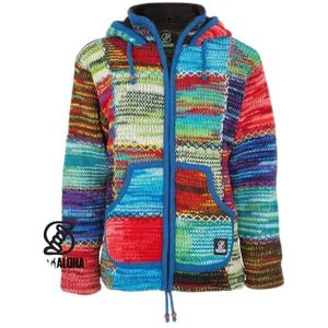 SHAKALOHA - W Patch NH Vintage - Gebreid Wollen Dames Vest - Multicolor - Met Fleece Voering en Vaste Capuchon