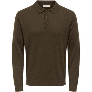 ONLY & SONS - ONSLOUI REG 12 LS - Trui met Polokraag - Coffee Bean - Melange