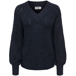 Only - Onllucilla LS Glitter V-Neck KNT - Gebreide Trui - Blauw