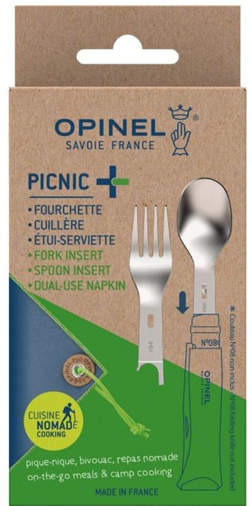 Opinel - PICNIC PLUS - 3-delige Set - Geschikt voor Opinel Mes nr. 08 - Totale Lengte 10,5 cm