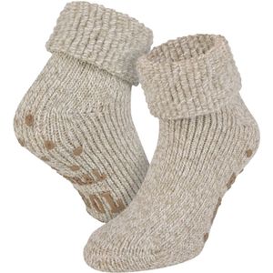 Wollen huissokken met antislipzool - Taupe - 35-38