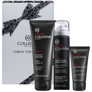 Collistar - Cadeauset voor Scheren en Reinigen - Scheerschuim 75 ml - Energetische Reinigingsgel 30 ml - Mini-Douchegel 100 ml