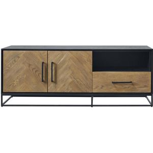 TV-meubel Veneta (154 Cm) Eiken Fineer Zwart/naturel | Nu Op Voorraad