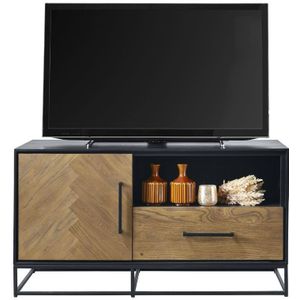 TV-meubel Veneta (109 Cm) Eiken Fineer Zwart/naturel | Nu Op Voorraad