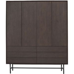 SALE - Opbergkast Belvio (165 Cm) Dark Oak Fineer | Nu Op Voorraad