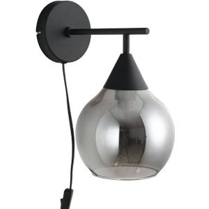 Wandlamp Zwart Smoke Glas 17,8 Cm - Lungo | Nu Op Voorraad