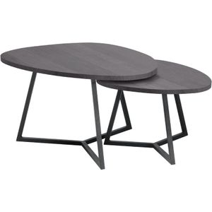 Salontafelset Locarnio 40 En 52 Cm Driehoekig Zwart | Nu Op Voorraad