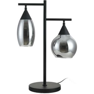 Tafellamp Zwart Smoke Glas 2-lichts - Lungo | Nu Op Voorraad