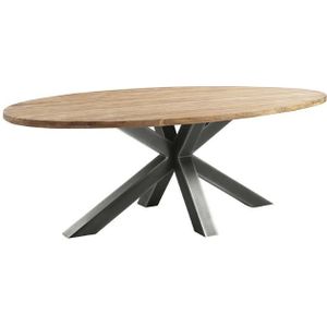 Eettafel Romaro 200x100 Ovaal Teak Mix Kruispoot | Nu Op Voorraad