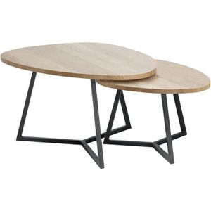 Salontafelset Locarnio 40 En 52 Cm Driehoekig Fresh Oak | Nu Op Voorraad