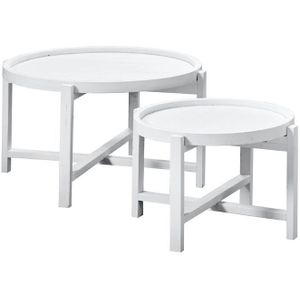 SALE - Salontafel Ø60/80 Stretto White (set) Mindi Hout | Nu Op Voorraad