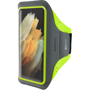 Mobiparts Comfort Fit Sport Armband Samsung Galaxy S21 Ultra Neon Green