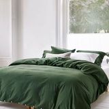 Yumeko overtrekset velvet flanel moss groen 240x220 + 2/60x70 - Biologisch & ecologisch