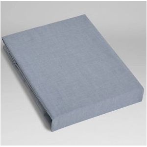 Yumeko hoeslaken katoen TENCEL™ blauw chambray 90x200x30 - Biologisch & ecologisch