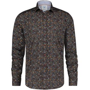 A Fish Named Fred Overhemd Small Leaves Chocolate Brown (29.020.200)