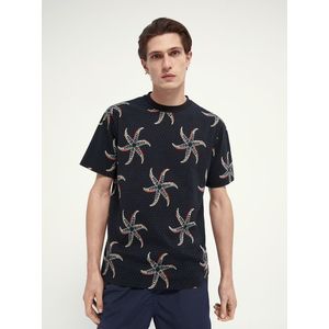 Scotch & Soda T-shirt Ronde Hals Print Navy Blauw
