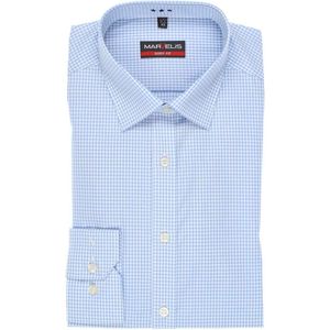 Marvelis Strijkvrij Overhemd Body Fit Ruit Blauw