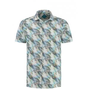 District Indigo Korte Mouw Overhemd Pique Performance Print Groen