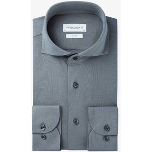 Profuomo Overhemd Knitted Pique Grey